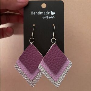 Handmade Purple and Silver Layered Earrings